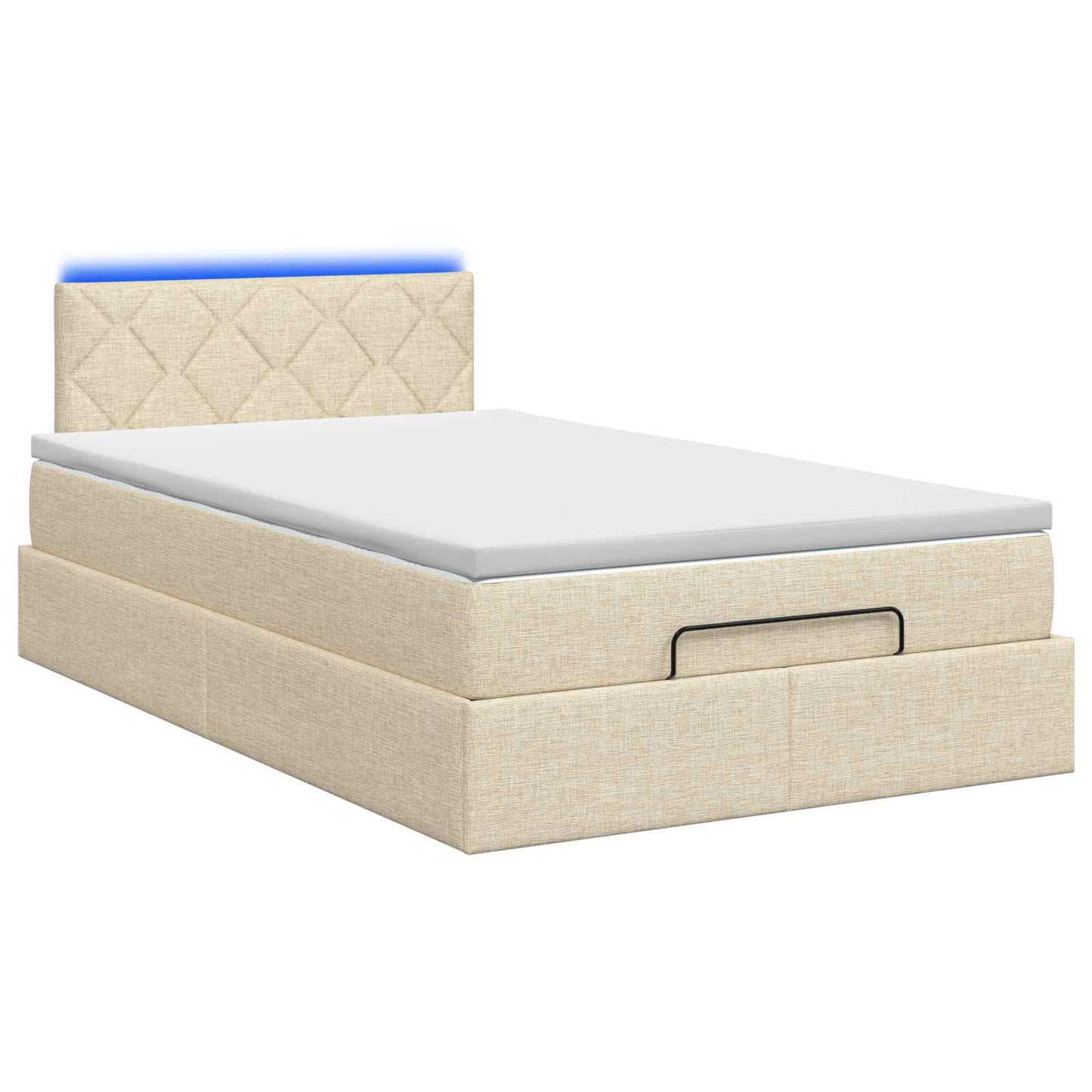 Ottoman seng med madras og LED Cremefarvet 120 x 200 cm Stof