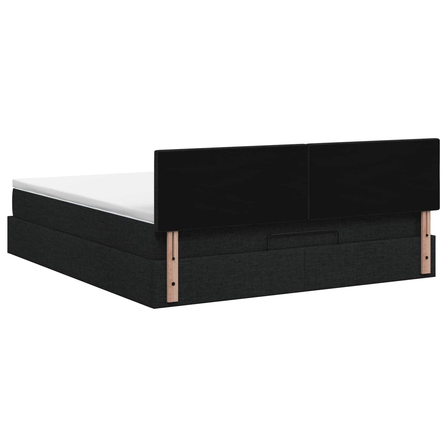 Ottoman seng med madras og LED Sort 140 x 190 cm Stof