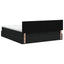 Ottoman seng med madras og LED Sort 140 x 200 cm Stof