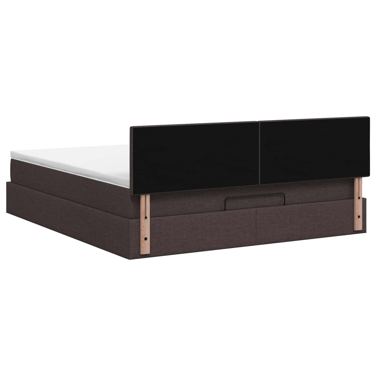 Ottoman seng med madras og LED Mørk Brun 140 x 200 cm Stof