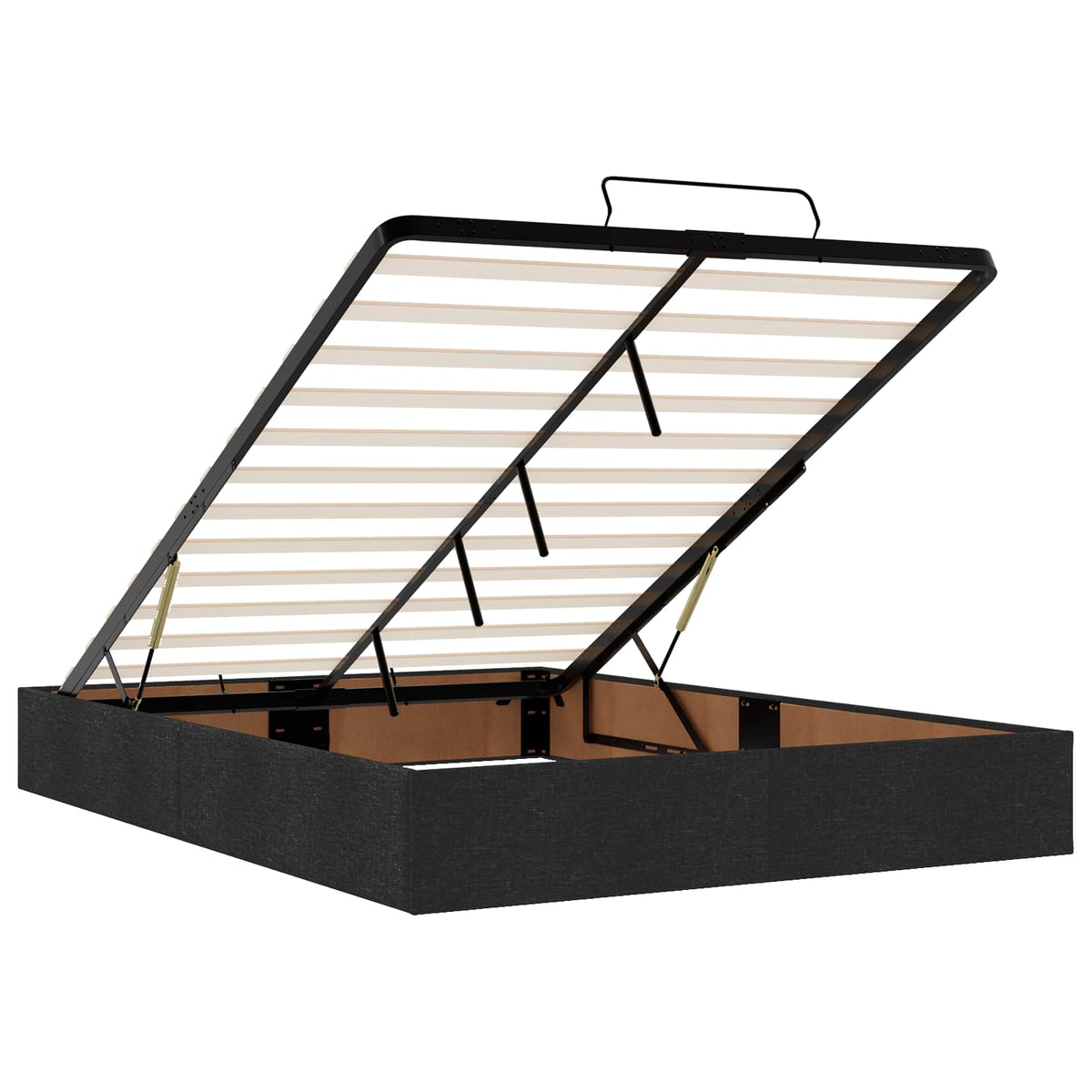 Ottoman seng med madras og LED Sort 160 x 200 cm Stof