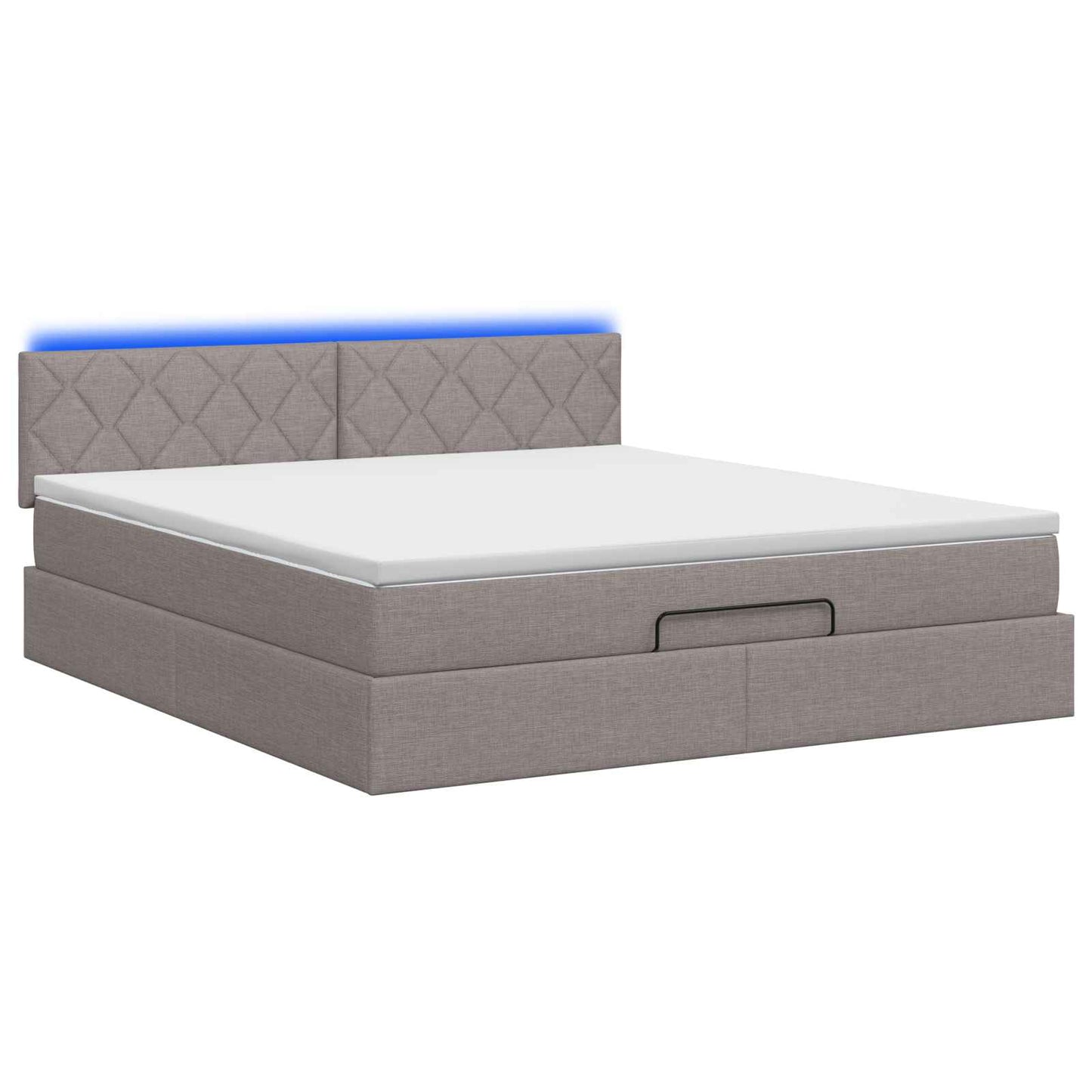 Ottoman seng med madras og LED Gråbrun 180 x 200 cm Stof