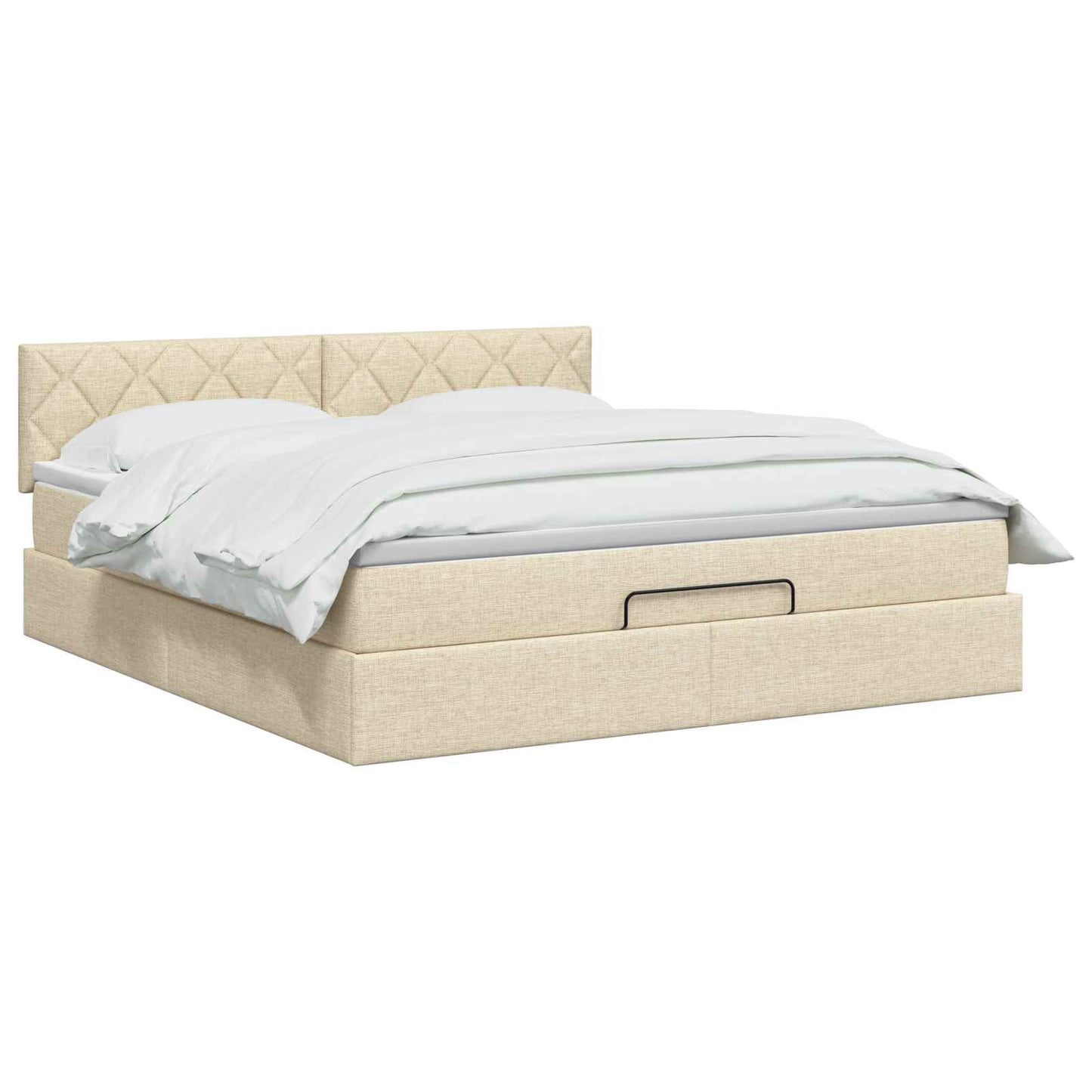 Ottoman seng med madras og LED Cremefarvet 180 x 200 cm Stof