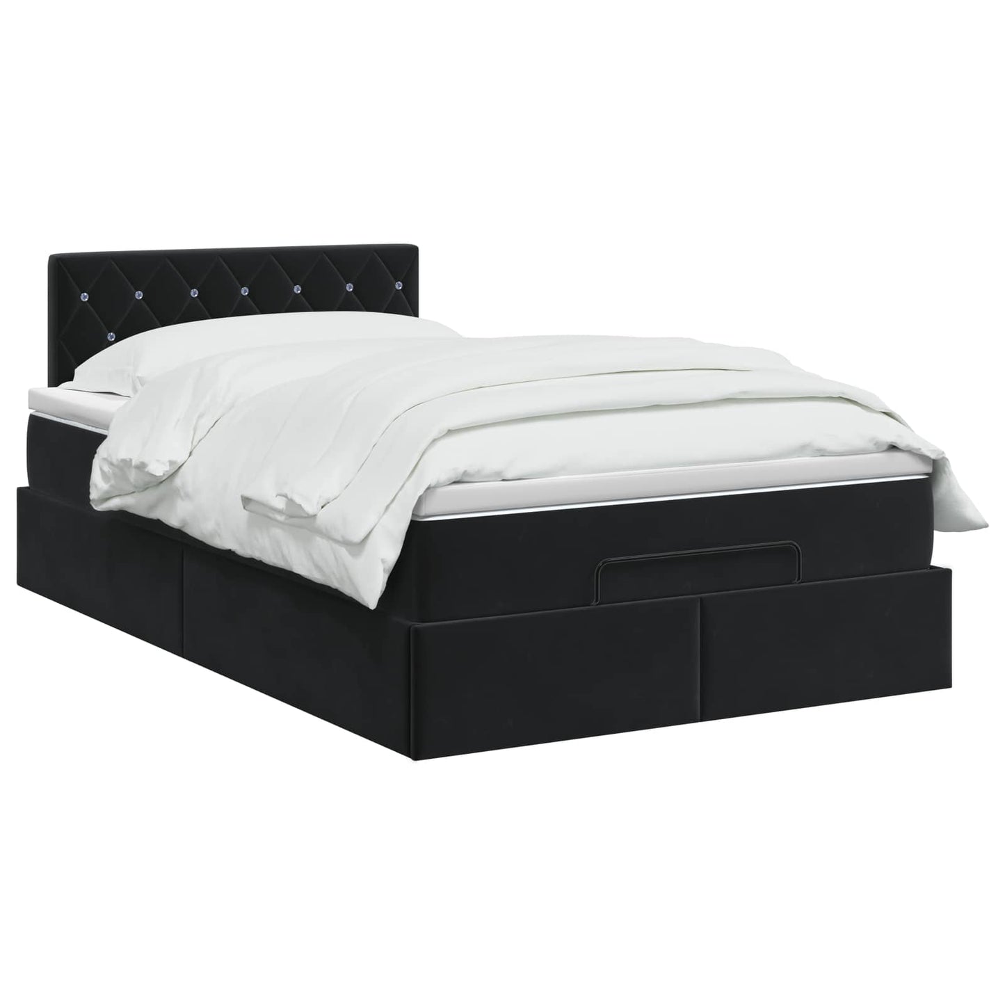 Ottoman seng med madras og LED Sort 120 x 190 cm Velour