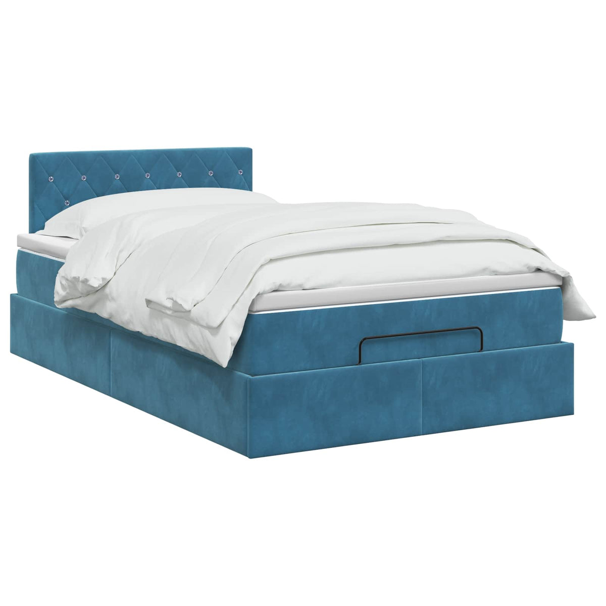 Ottoman seng med madras og LED Mørkeblå 120 x 190 cm Velour