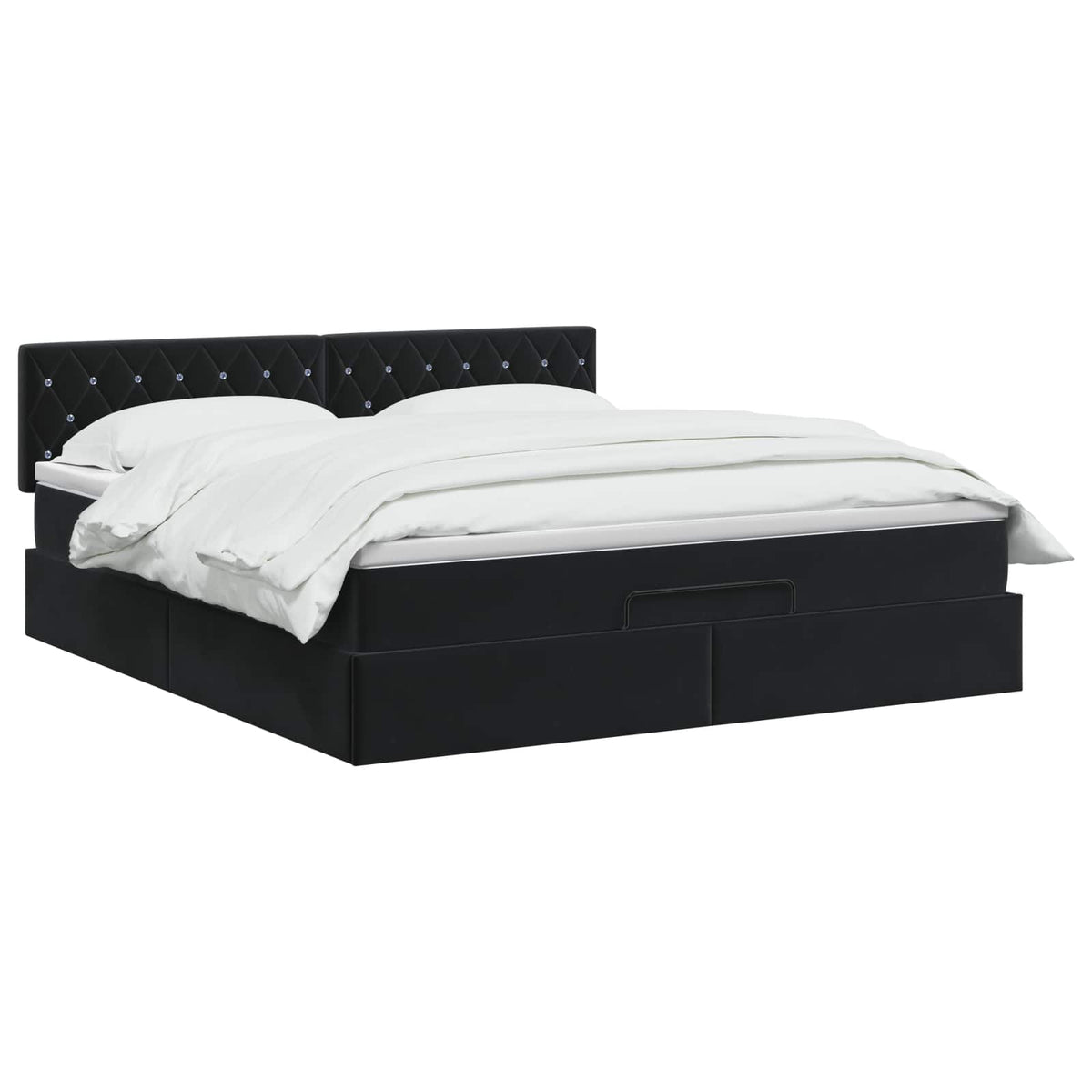 Ottoman seng med madras og LED Sort 160 x 200 cm Velour
