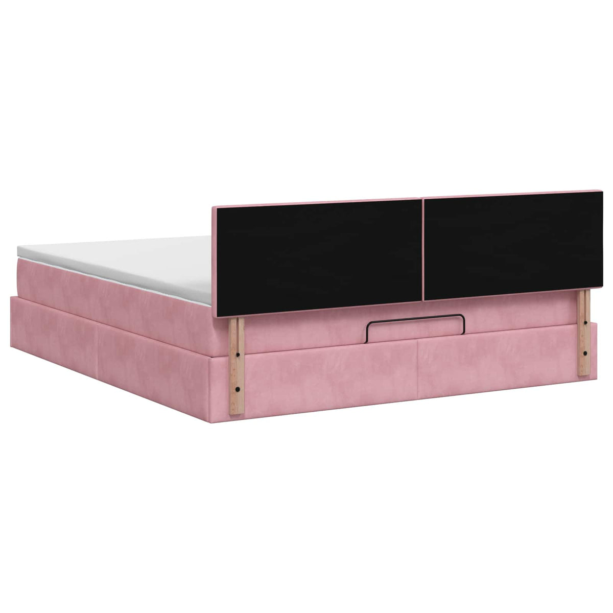 Ottoman seng med madras og LED Lyserød 160 x 200 cm Velour