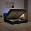 Ottoman seng med madras og LED Sort 140 x 190 cm Velour
