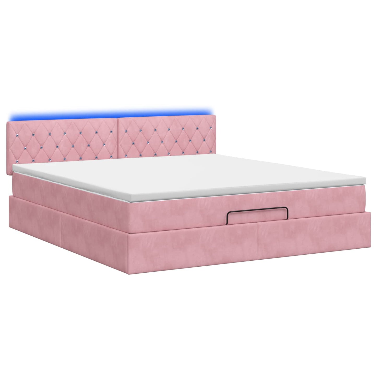 Ottoman seng med madras og LED Lyserød 180 x 200 cm Velour