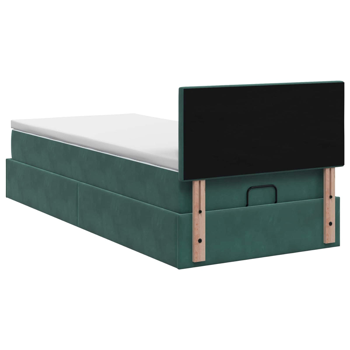 Ottoman seng med madras og LED Mørkegrøn 90 x 190 cm Velour