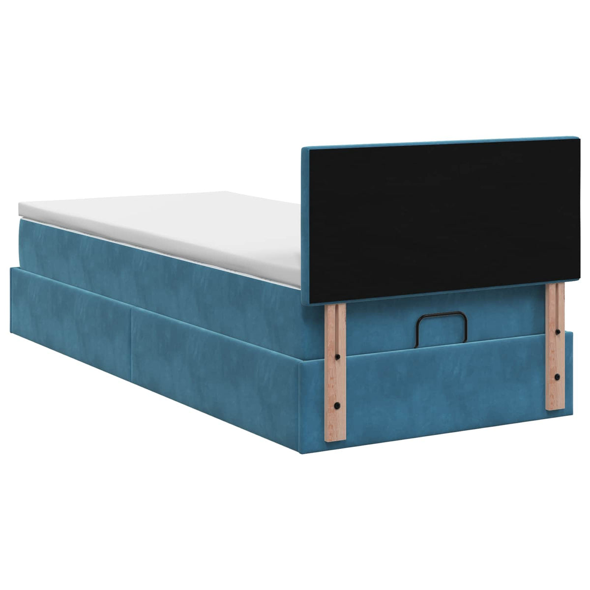 Ottoman seng med madras og LED Mørkeblå 90 x 190 cm Velour
