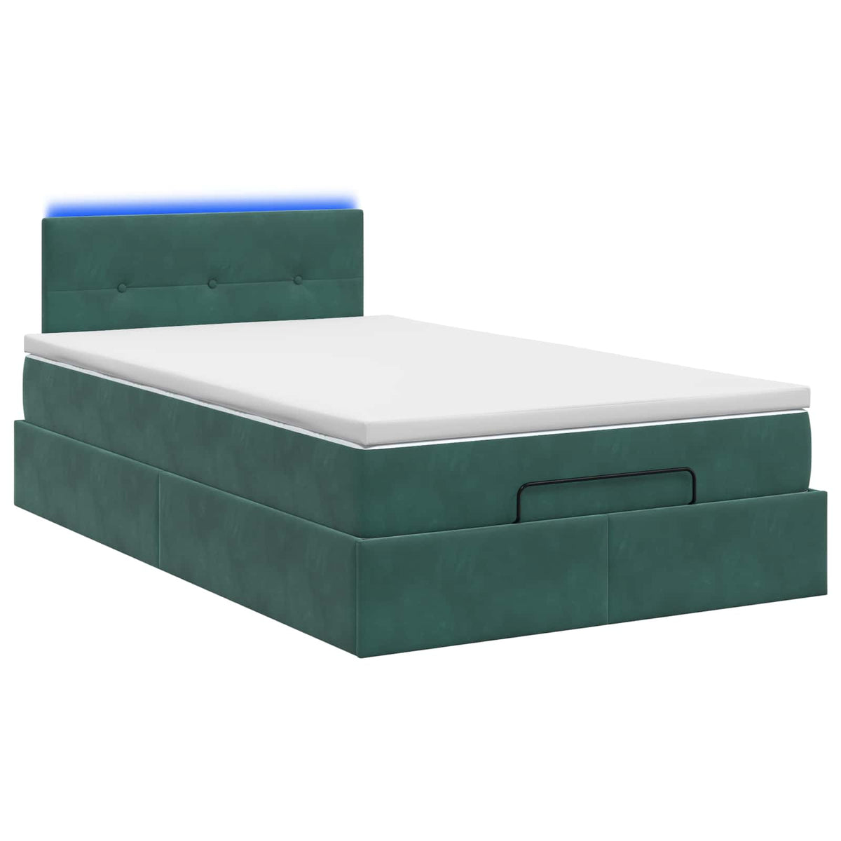 Ottoman seng med madras og LED Mørkegrøn 120 x 190 cm Velour