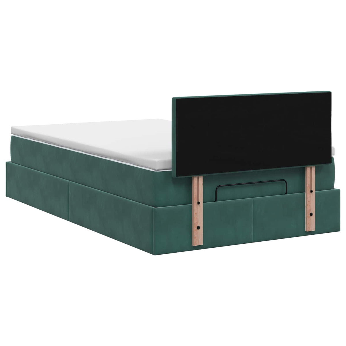 Ottoman seng med madras og LED Mørkegrøn 120 x 190 cm Velour