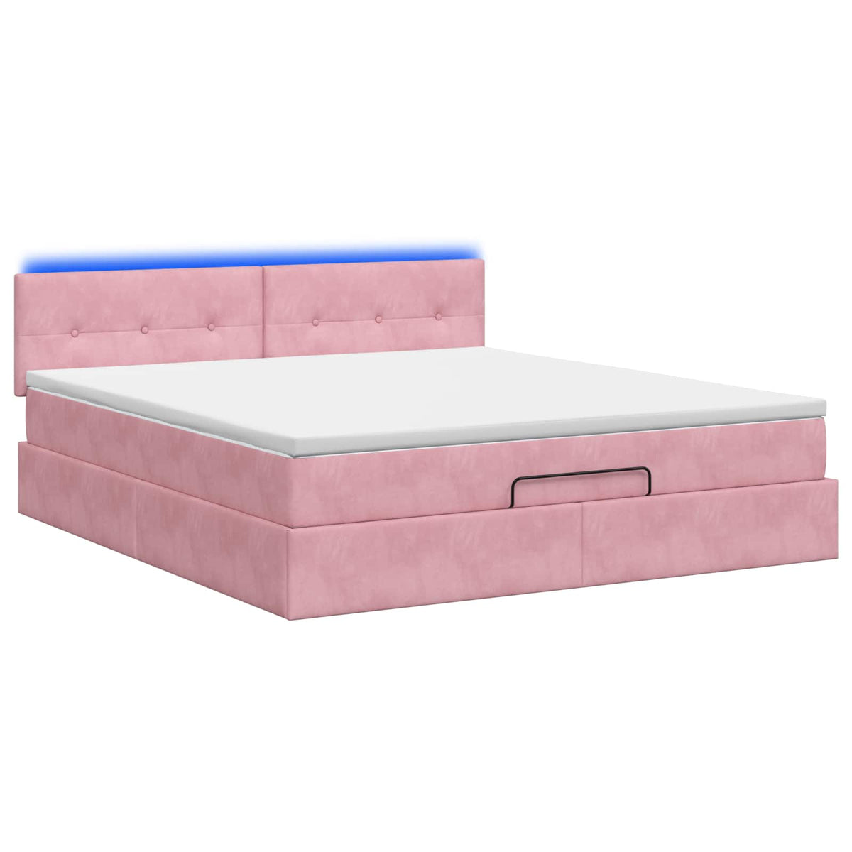 Ottoman seng med madras og LED Lyserød 140 x 200 cm Velour