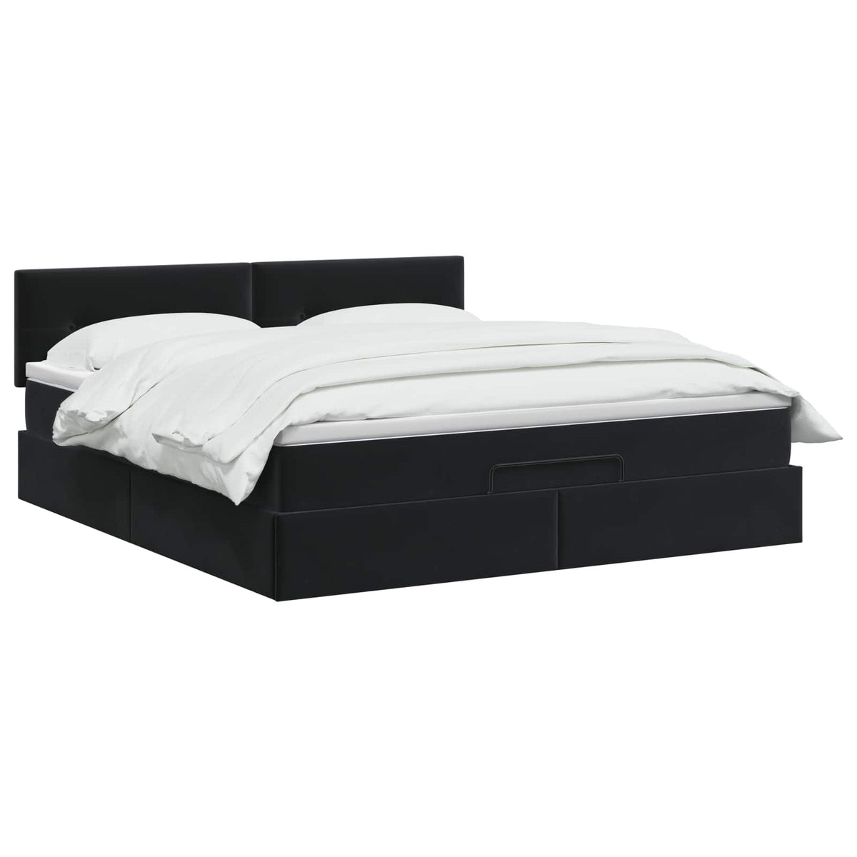 Ottoman seng med madras og LED Sort 160 x 200 cm Velour