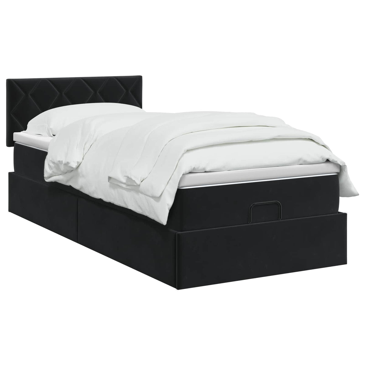 Ottoman seng med madras og LED Sort 80 x 200 cm Velour