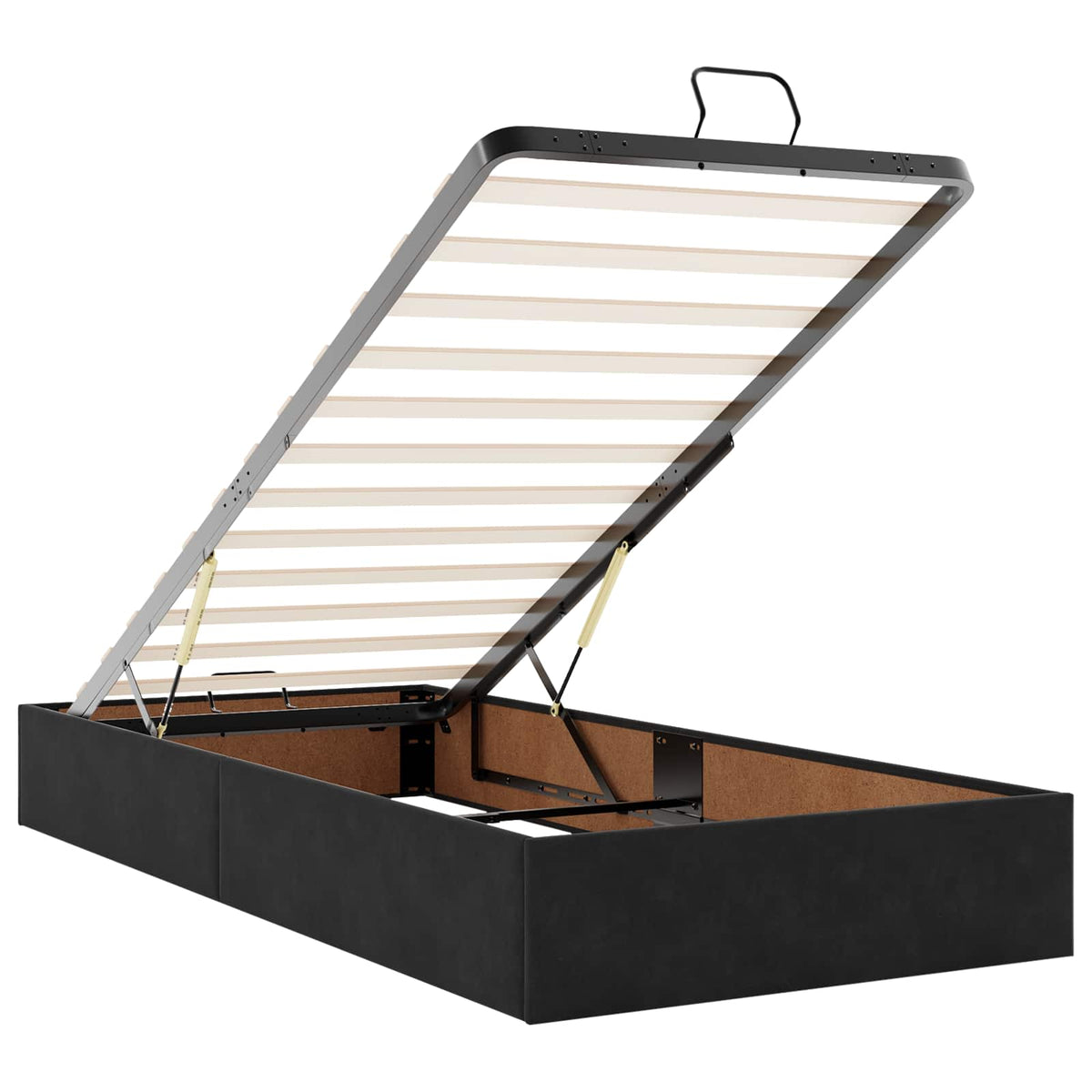 Ottoman seng med madras og LED Sort 90 x 190 cm Velour
