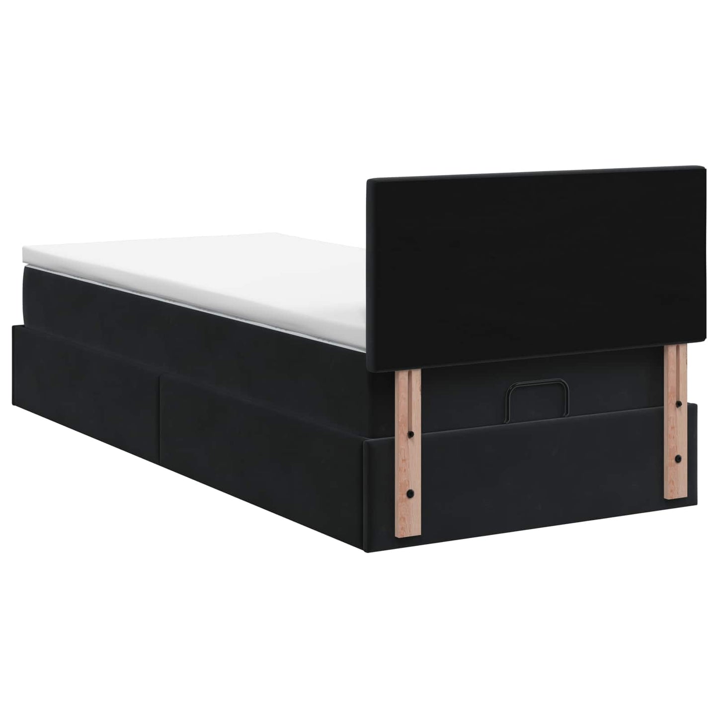 Ottoman seng med madras og LED Sort 90 x 190 cm Velour