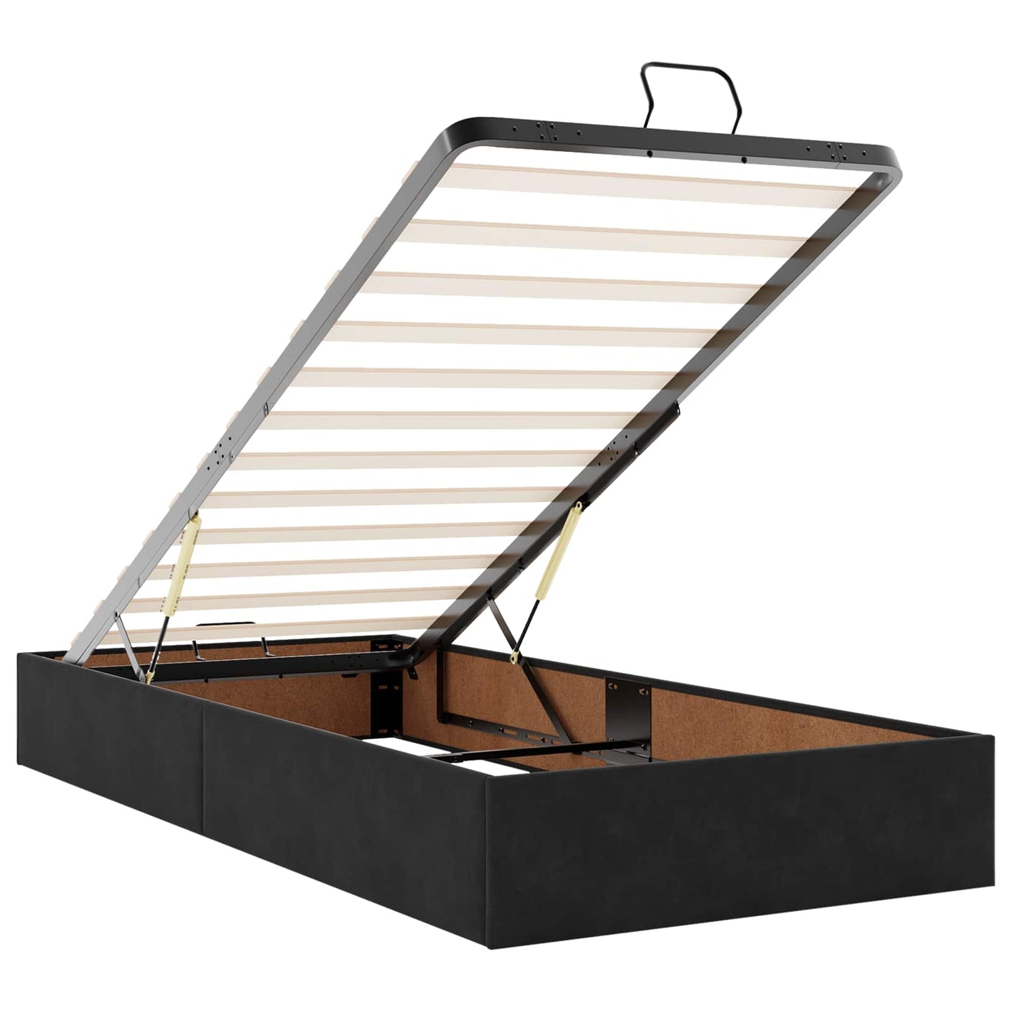 Ottoman seng med madras og LED Sort 90 x 200 cm Velour