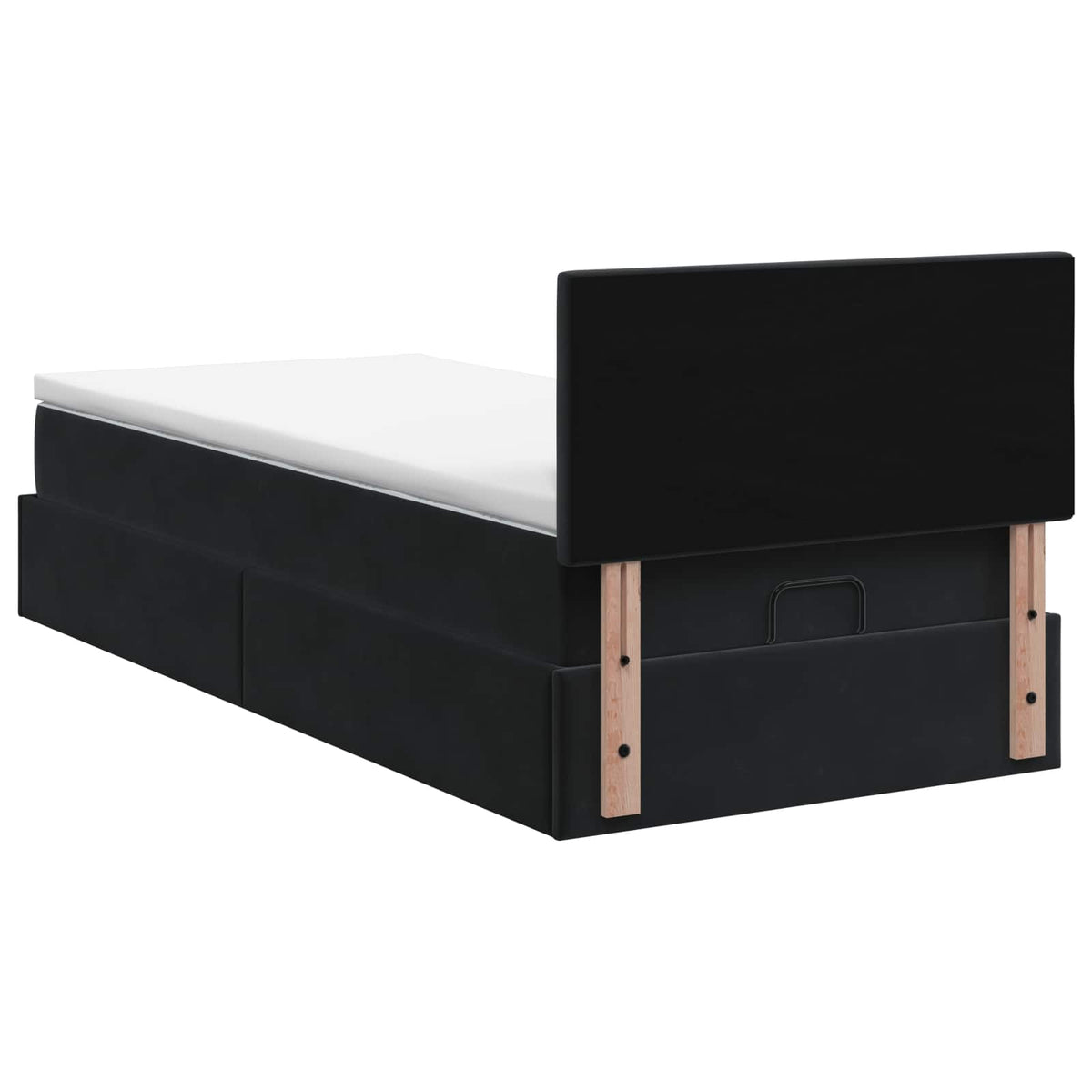 Ottoman seng med madras og LED Sort 100 x 200 cm Velour