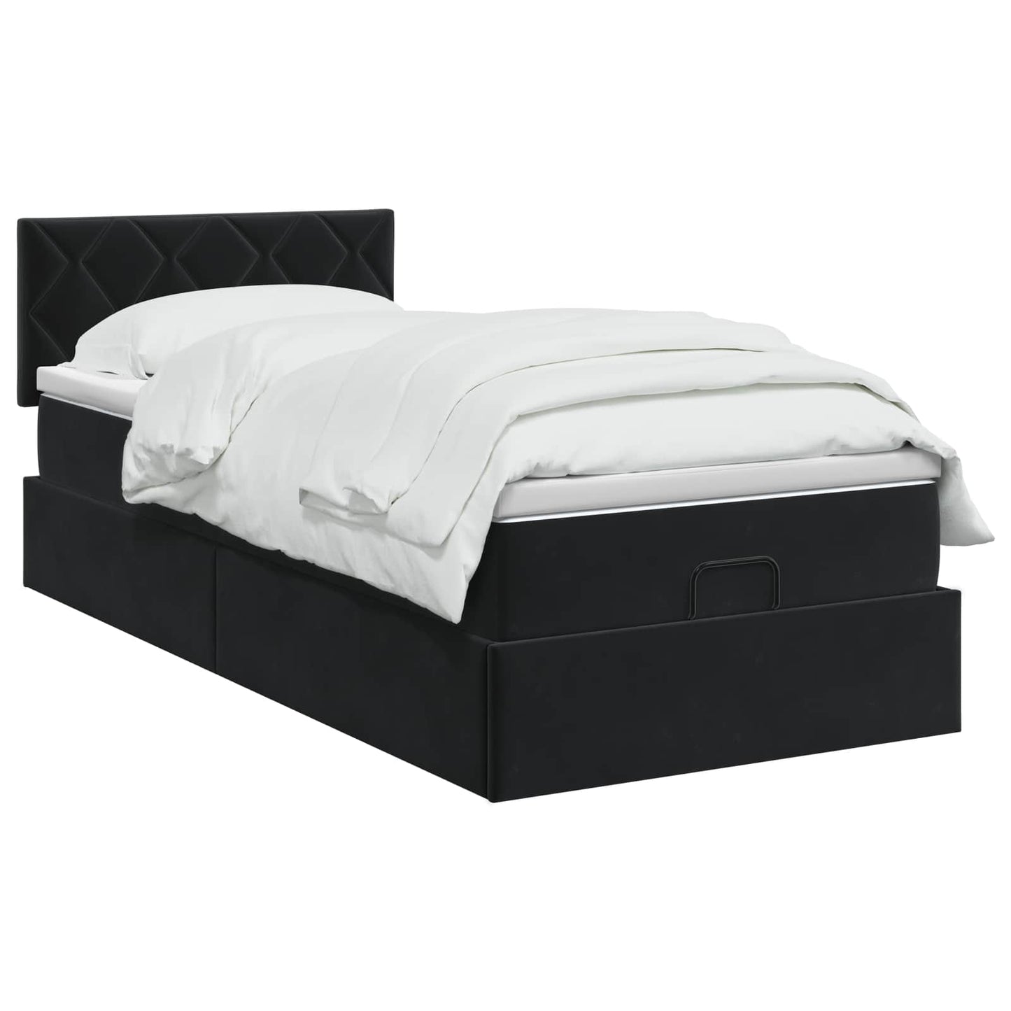 Ottoman seng med madras og LED Sort 100 x 200 cm Velour