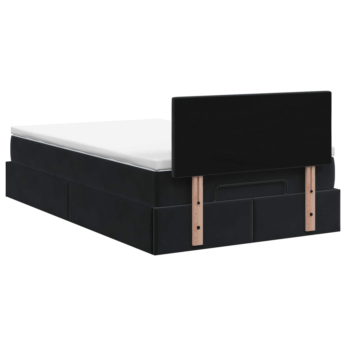 Ottoman seng med madras og LED Sort 120 x 190 cm Velour