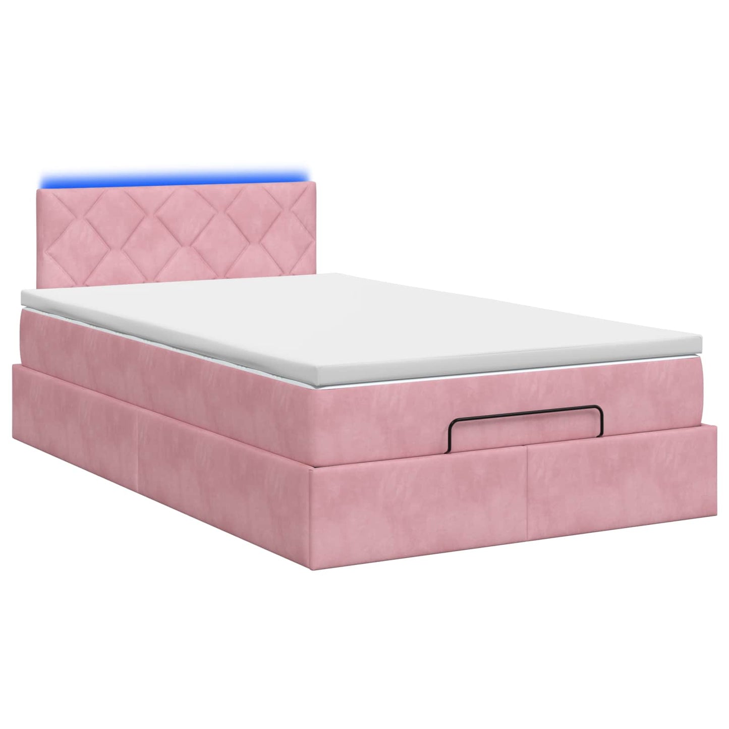 Ottoman seng med madras og LED Lyserød 120 x 190 cm Velour
