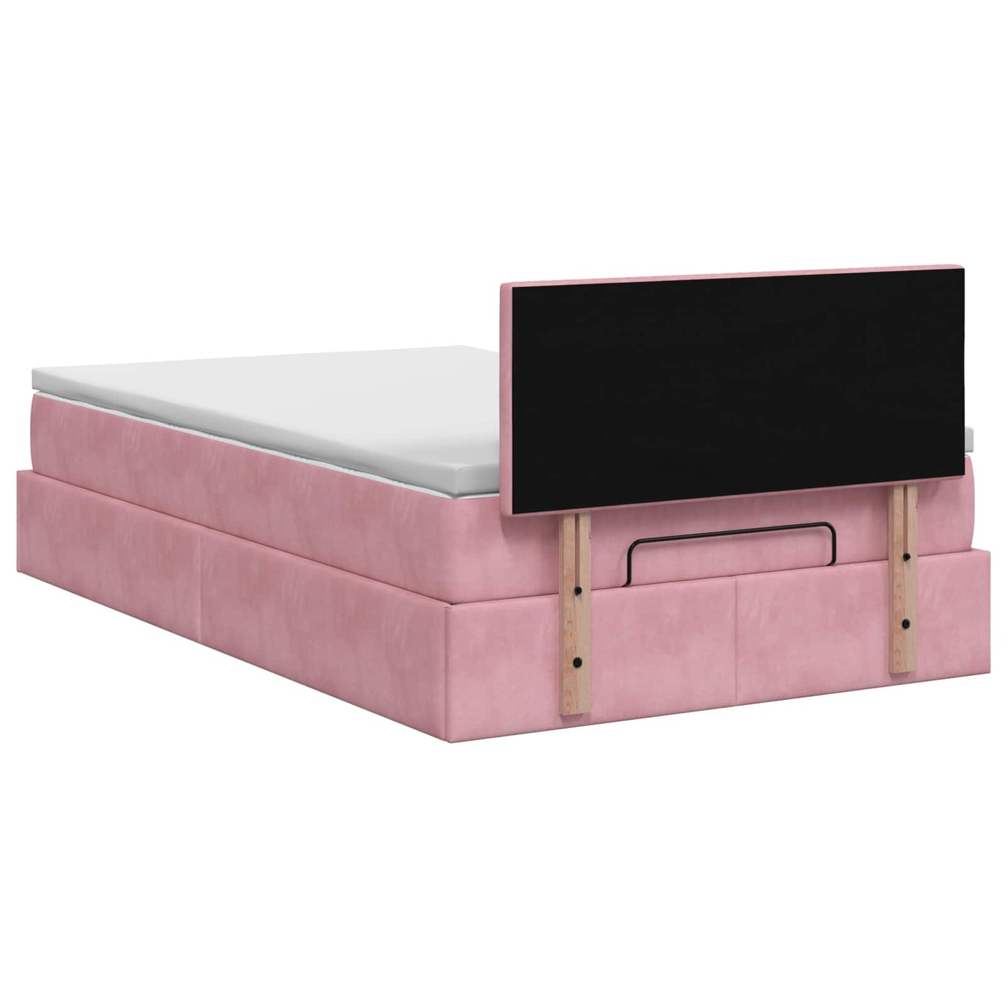 Ottoman seng med madras og LED Lyserød 120 x 190 cm Velour