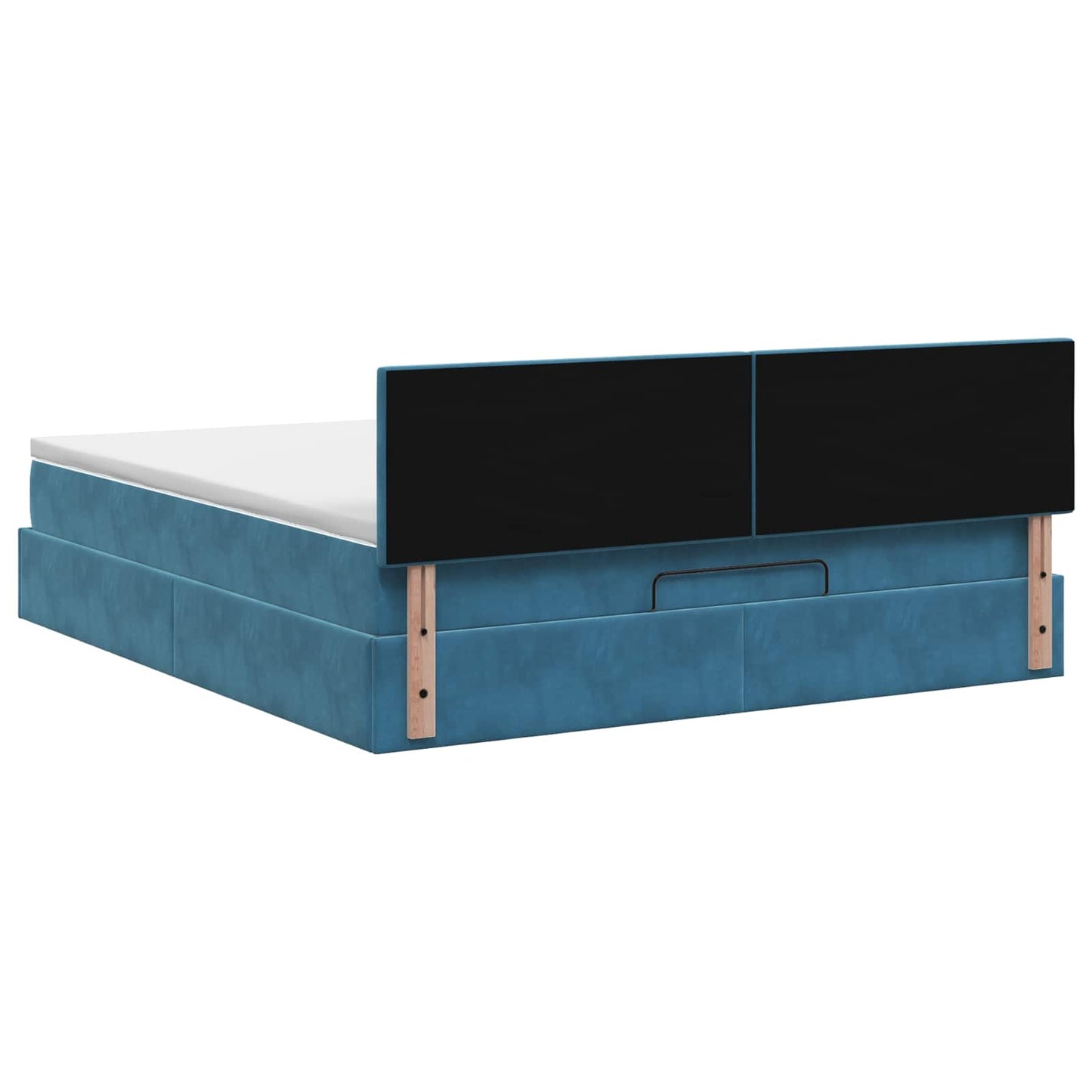 Ottoman seng med madras og LED Mørkeblå 140 x 190 cm Velour