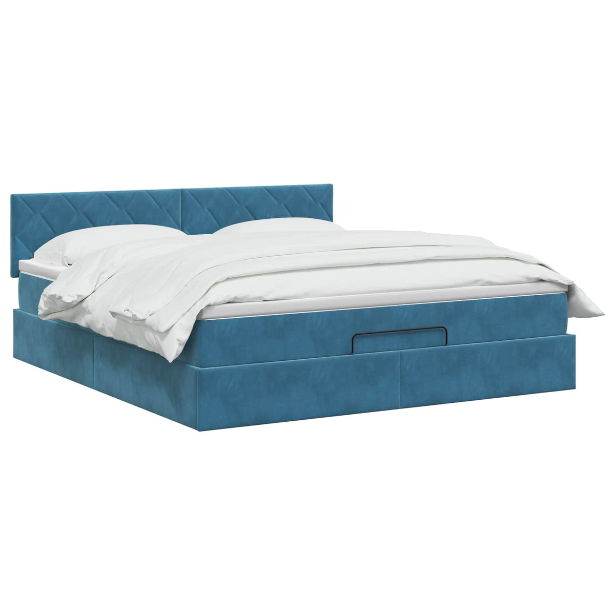 Ottoman seng med madras og LED Mørkeblå 140 x 190 cm Velour