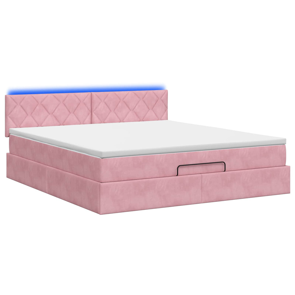 Ottoman seng med madras og LED Lyserød 140 x 200 cm Velour