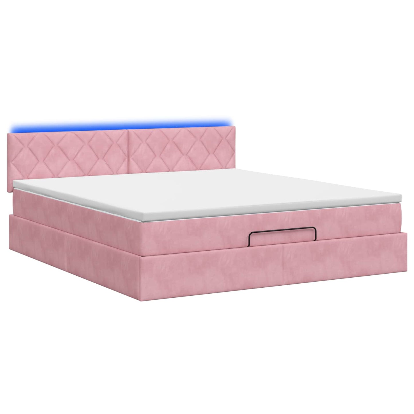 Ottoman seng med madras og LED Lyserød 180 x 200 cm Velour