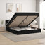 Ottoman seng med madras og LED Sort 200 x 200 cm Velour