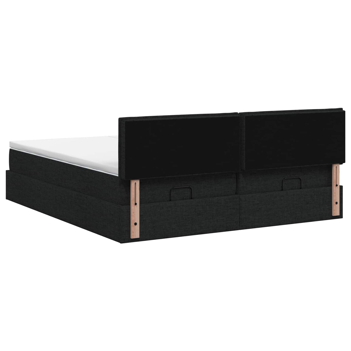 Ottoman seng med madras og LED Sort 180 x 200 cm Stof