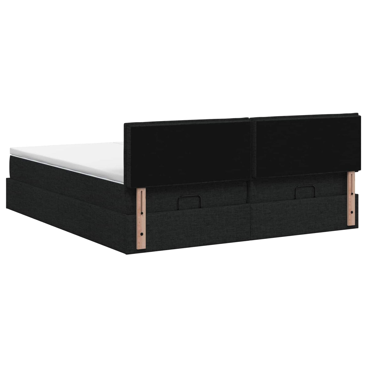 Ottoman seng med madras og LED Sort 200 x 200 cm Stof