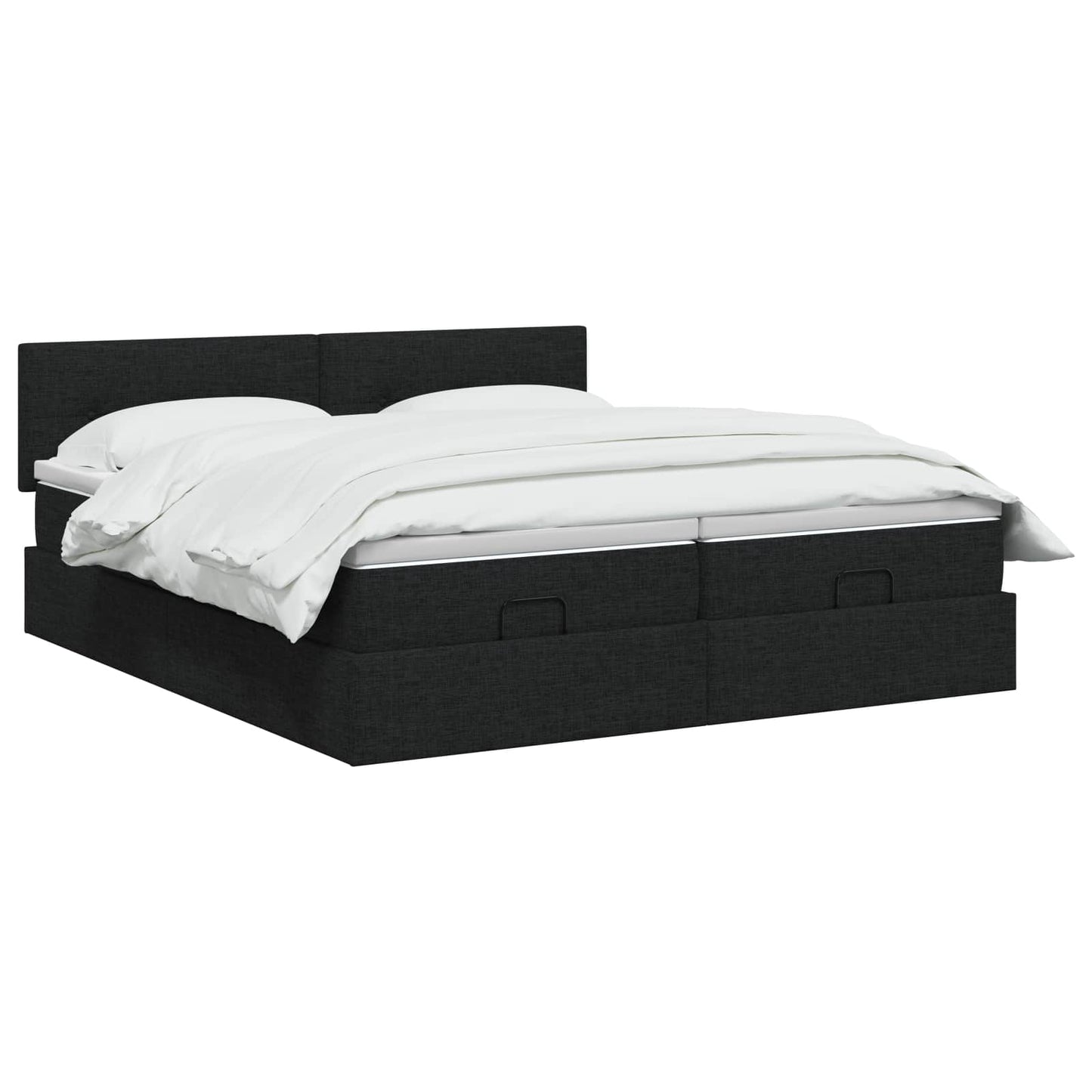 Ottoman seng med madras og LED Sort 180 x 200 cm Stof