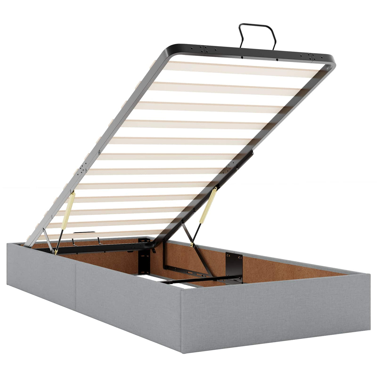 Ottoman seng med madras og LED Lysegrå 200 x 200 cm Stof