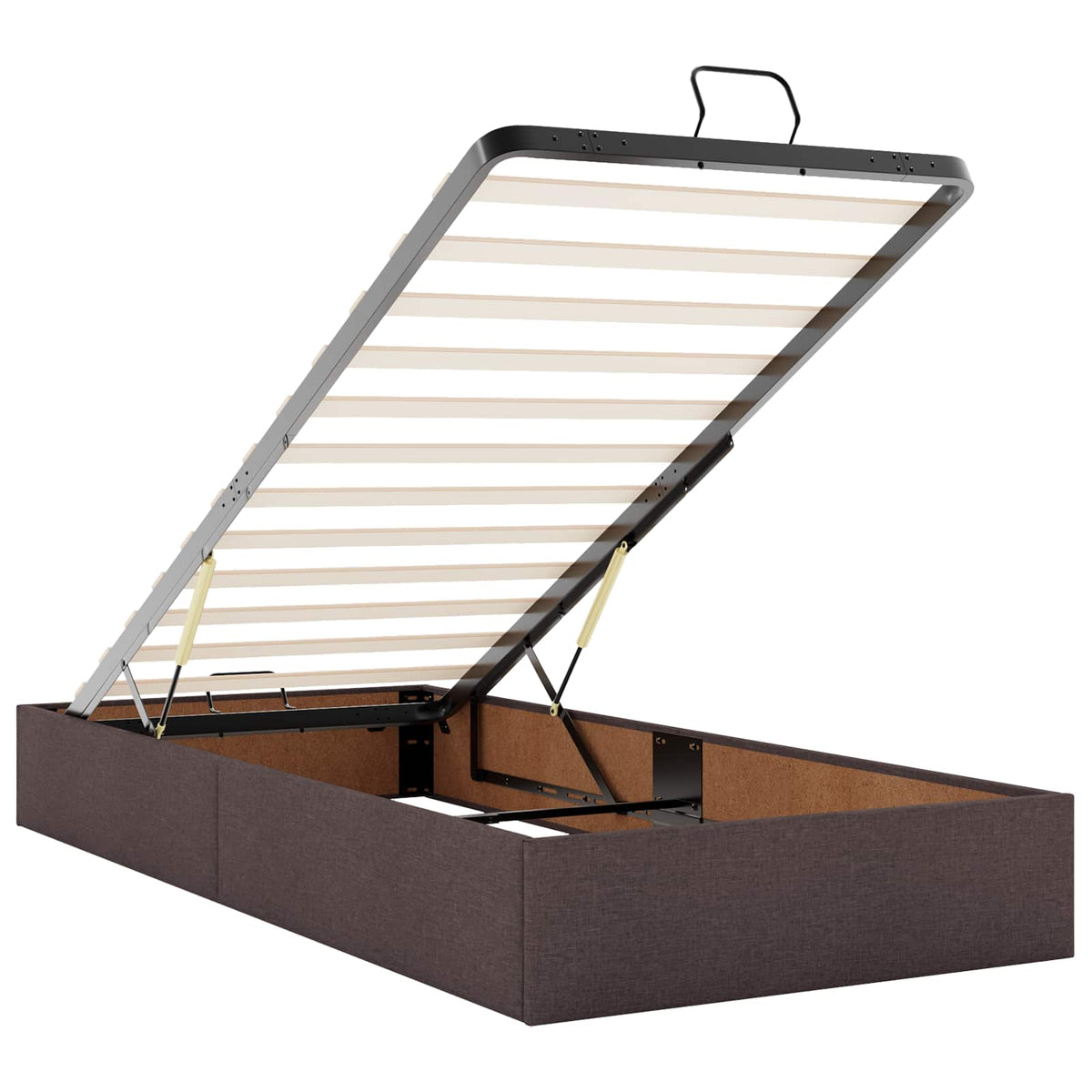Ottoman seng med madras og LED Mørk Brun 200 x 200 cm Stof
