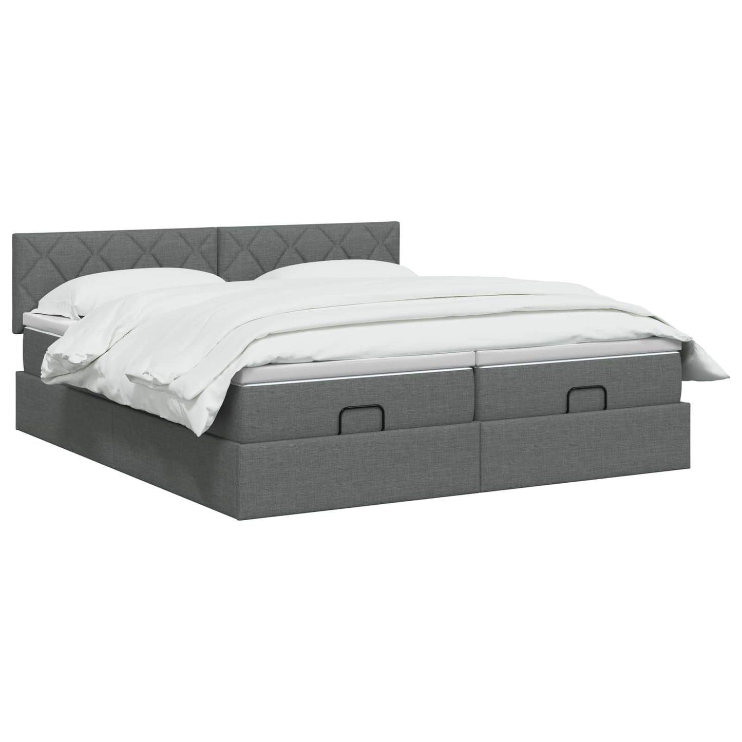 Ottoman seng med madras og LED Mørkegrå 180 x 200 cm Stof