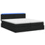 Ottoman seng med madras og LED Sort 200 x 200 cm Stof