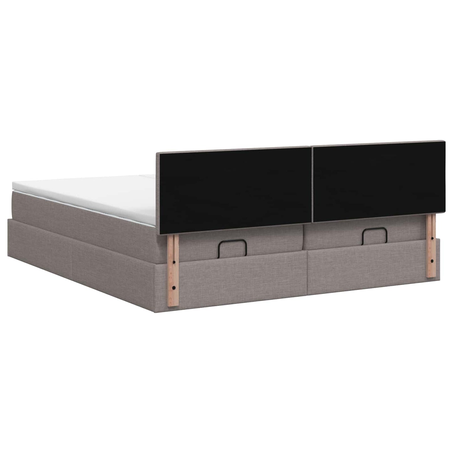 Ottoman seng med madras og LED Gråbrun 200 x 200 cm Stof