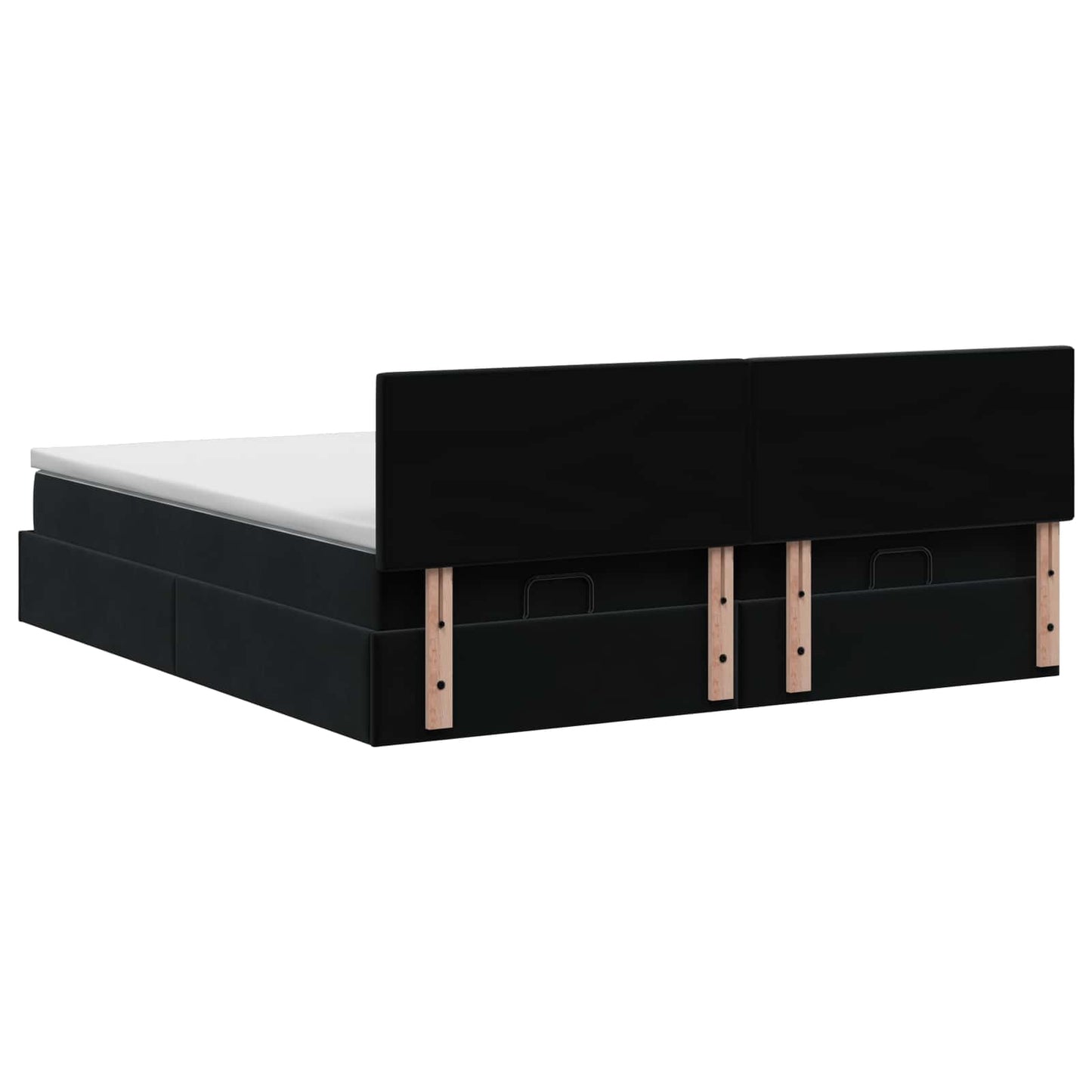 Ottoman seng med madras og LED Sort 200 x 200 cm Velour