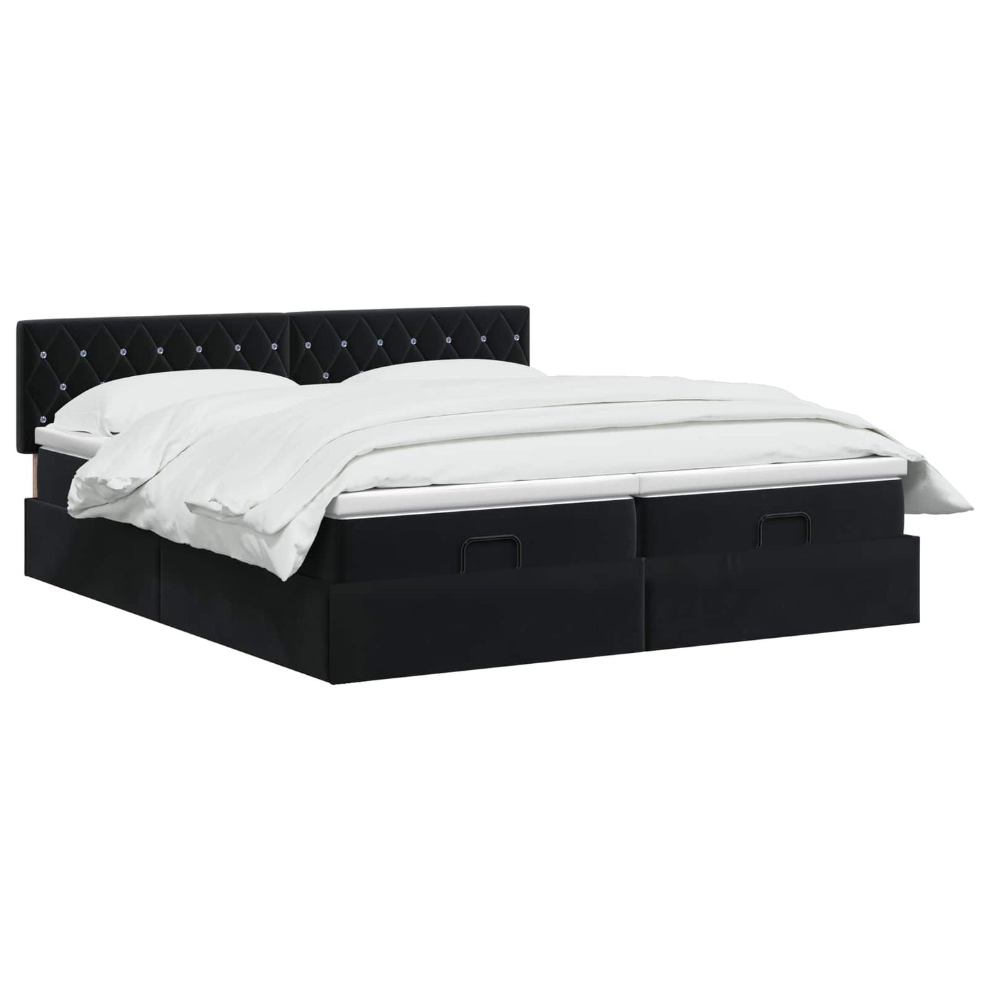 Ottoman seng med madras og LED Sort 200 x 200 cm Velour