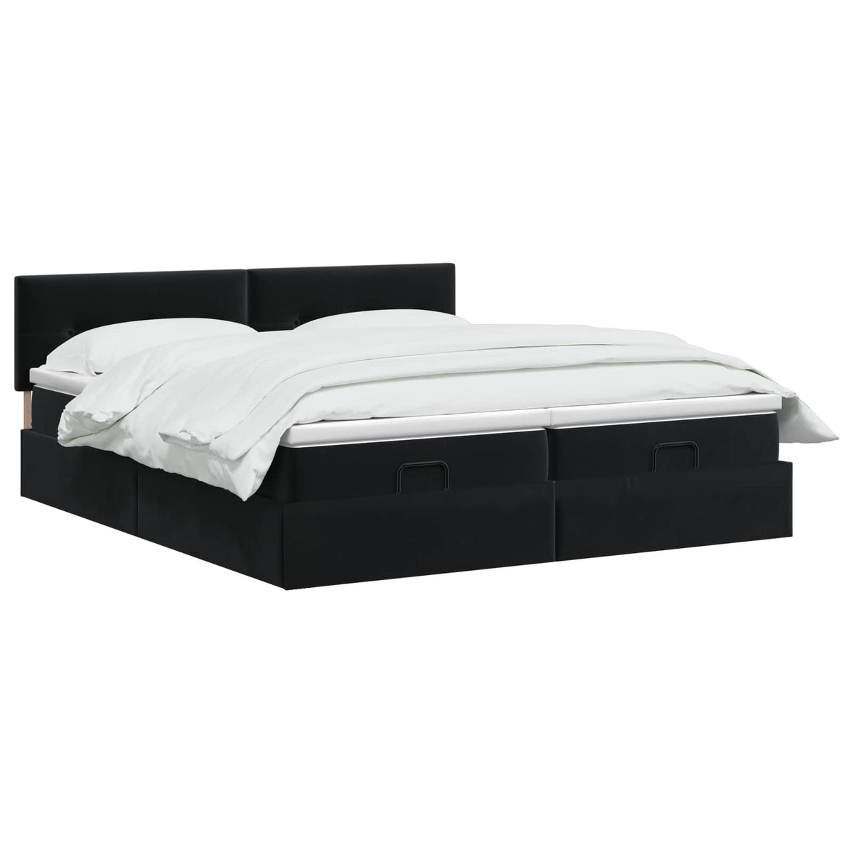 Ottoman seng med madras og LED Sort 180 x 200 cm Velour