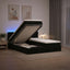 Ottoman seng med madras og LED Sort 160 x 200 cm Velour
