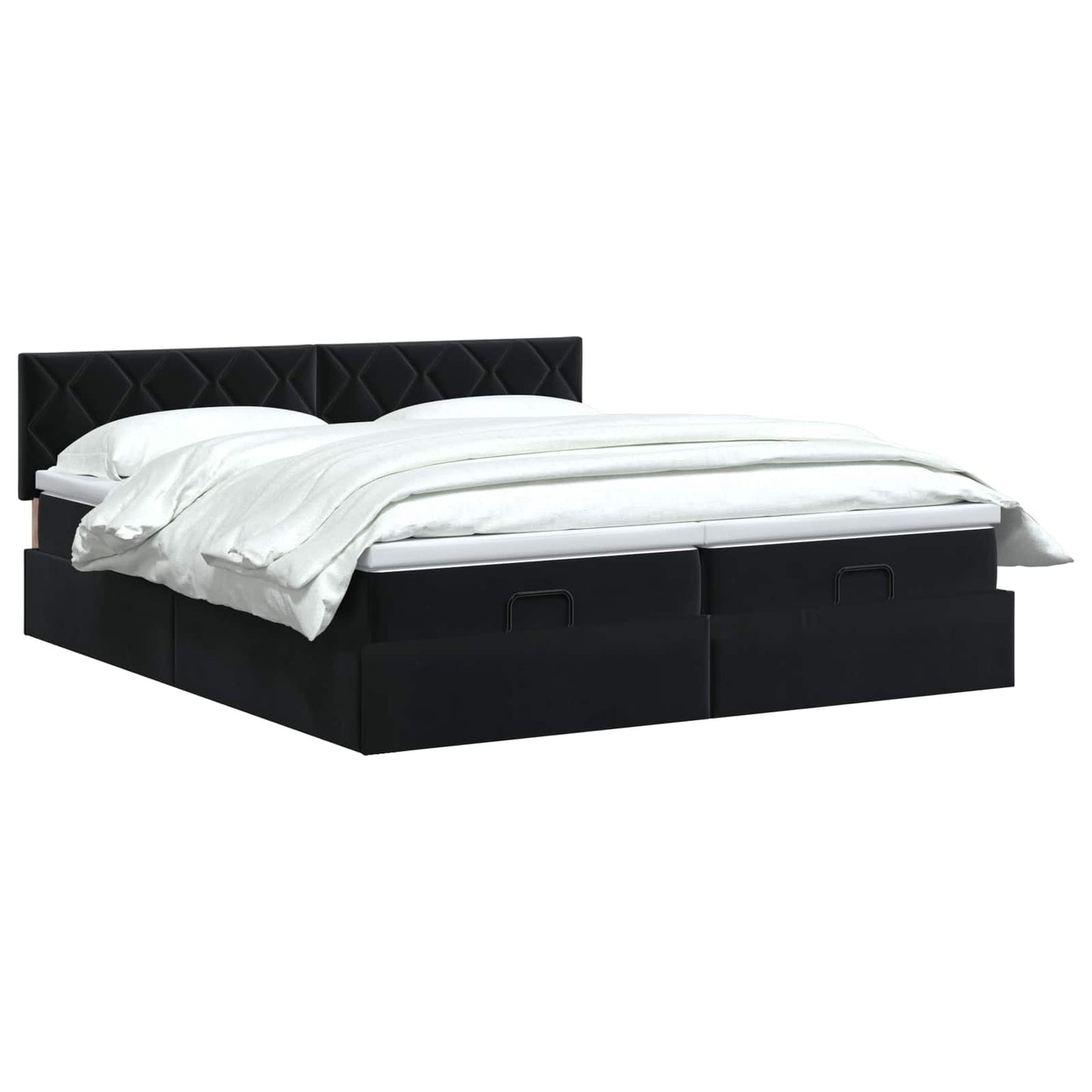 Ottoman seng med madras og LED Sort 180 x 200 cm Velour