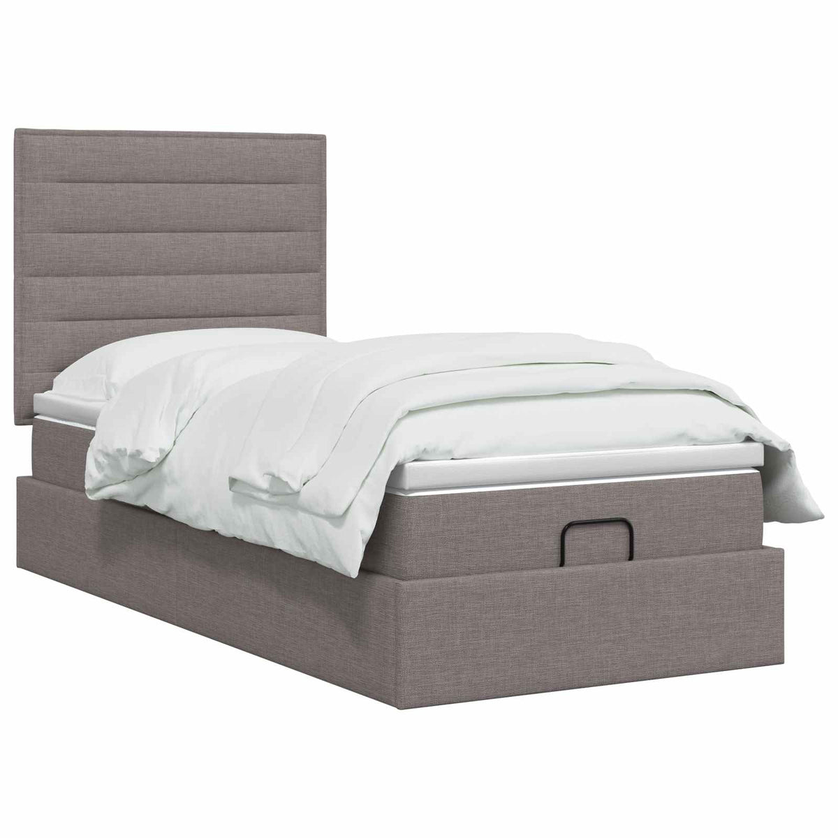 Ottoman seng med madras Gråbrun 100 x 200 cm Stof