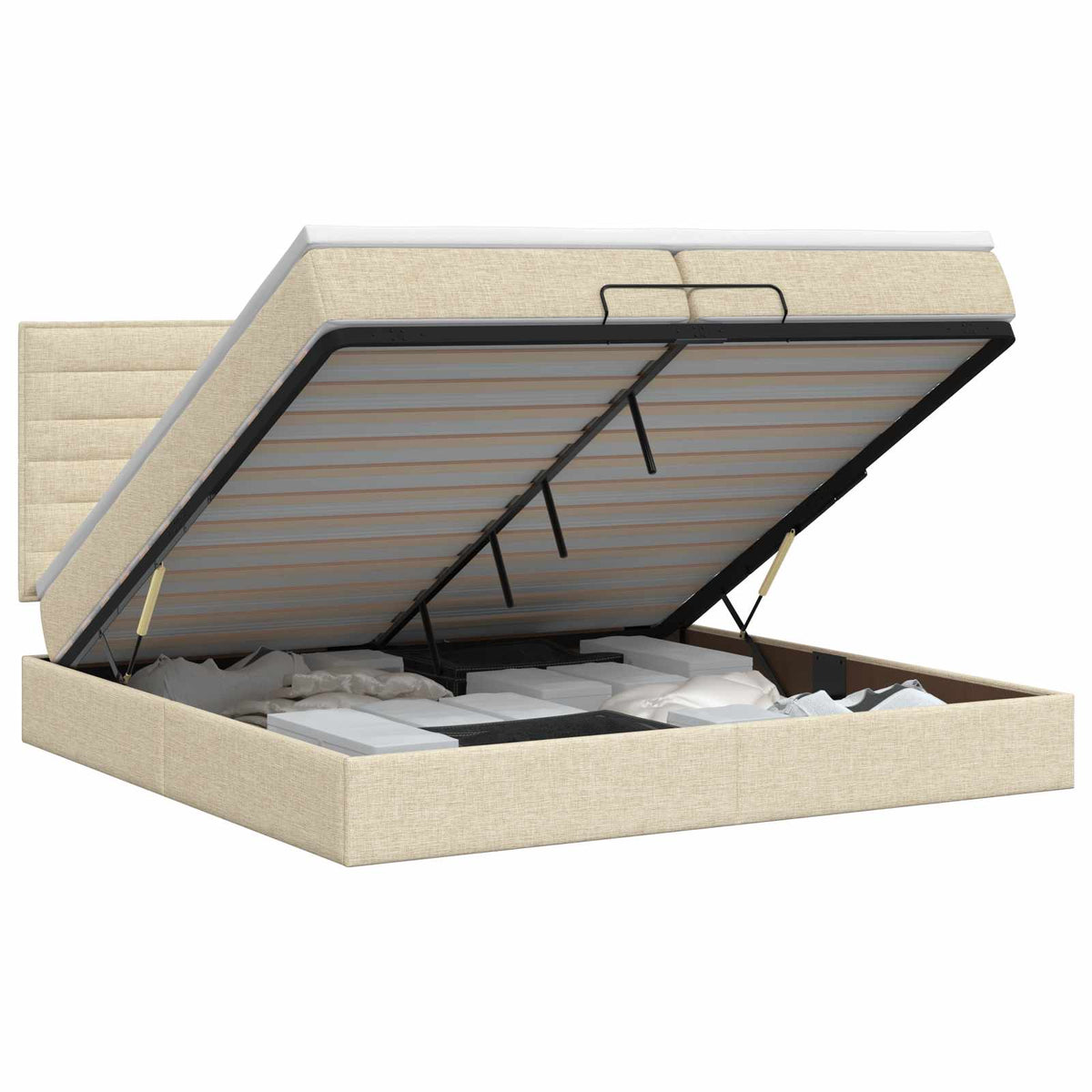 Ottoman seng med madras Cremefarvet 200 x 200 cm Stof