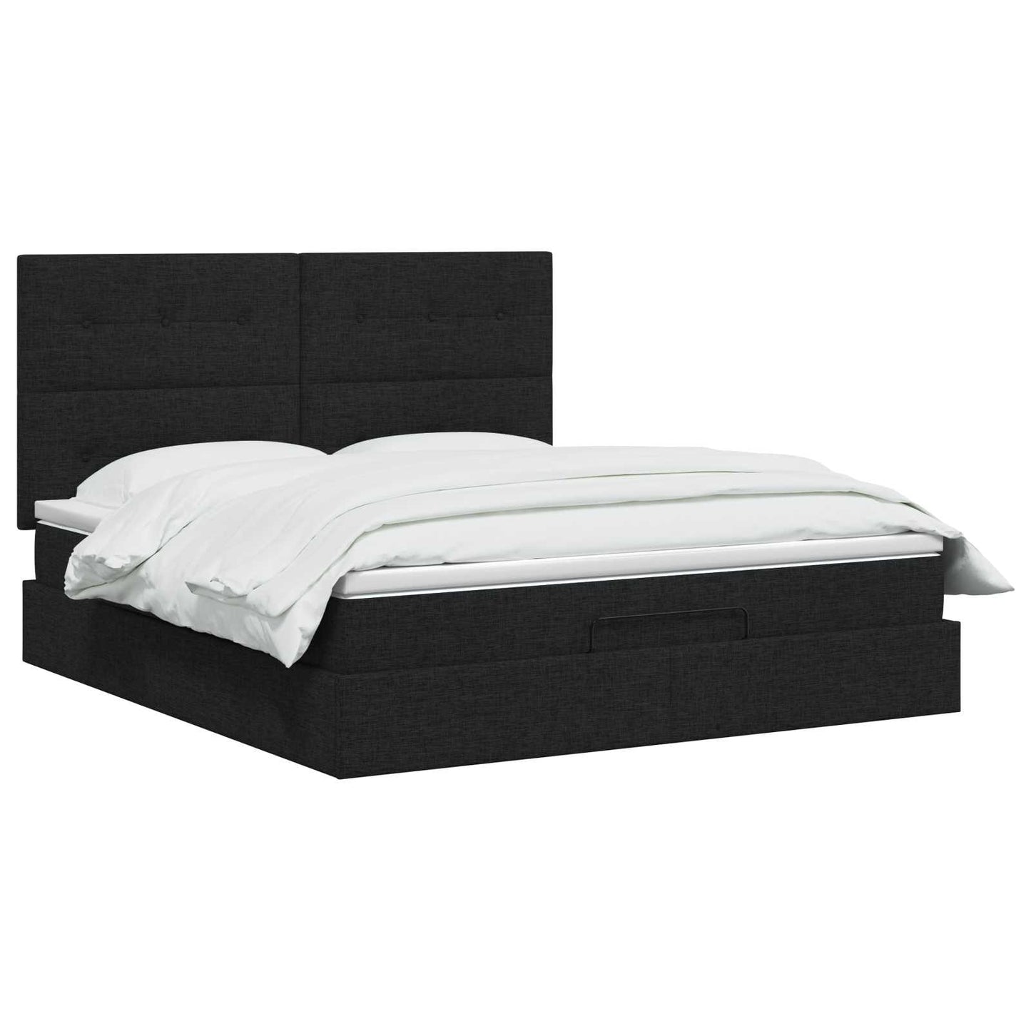 Ottoman seng med madras med hovedgærde Sort 140 x 190 cm Stof