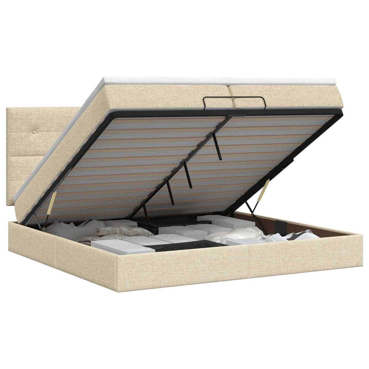 Ottoman seng med madras Cremefarvet 200 x 200 cm Stof